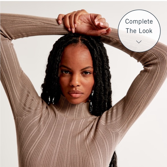 Abercrombie Turtleneck Sweater Bodysuit, light brown, size S - Picture 2 of 4